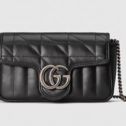 GG MARMONT LEATHER SUPER MINI BAG - Style 476433 DTD5N 1000